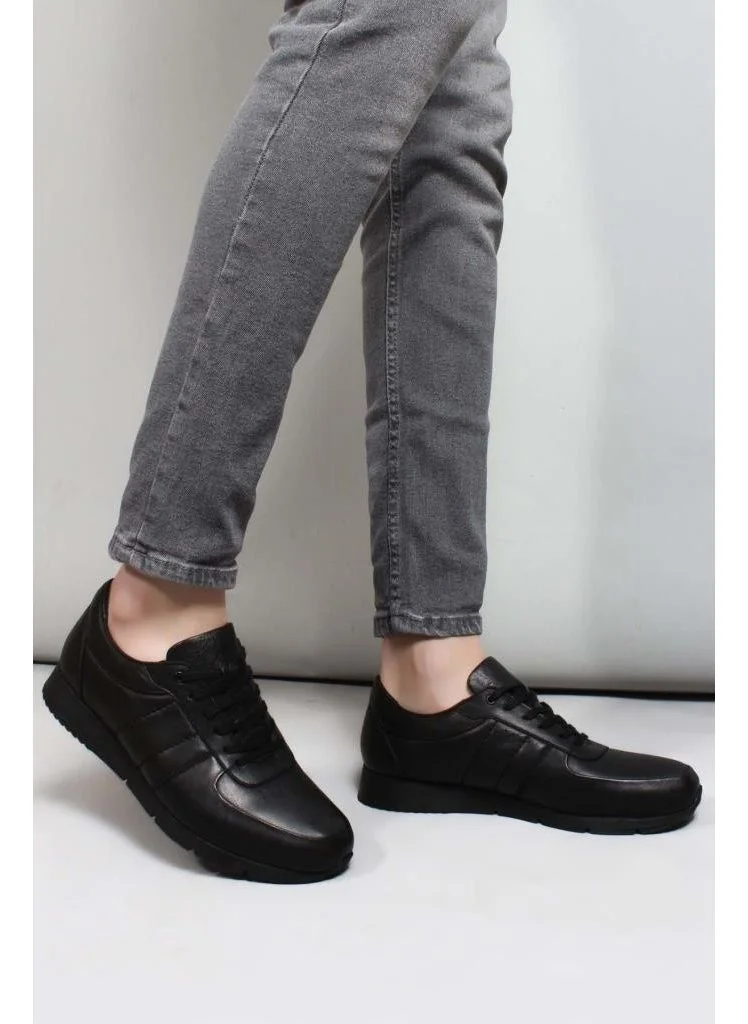 فاست ستيب Men's Genuine Leather Sneakers Casual Comfortable Sports Walking Casual Lace-Up Shoes Black 951ma555