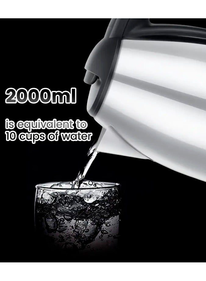 ON MART Electric Tea Kettle, Household Stainless Steel Coffee Kettle, Food-grade Stainless Steel Hot Water Kettle, Suitable For Families, Dormitories, Home, Office, Hotels And Rooms (1500 Watts 2.0 L) - Image 3