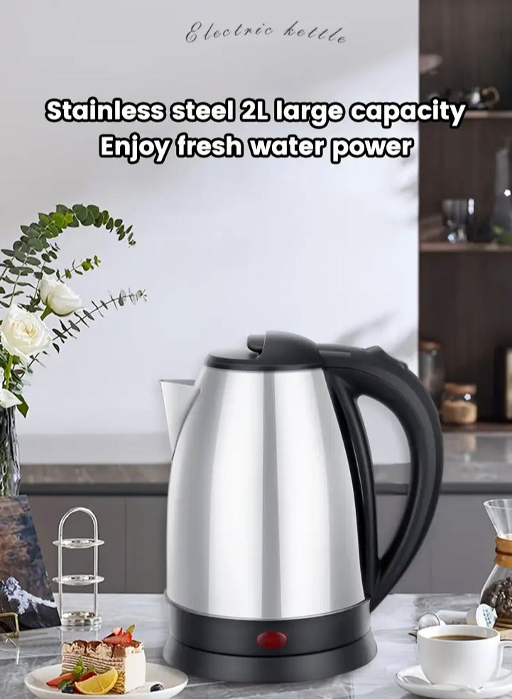 ON MART Electric Tea Kettle, Household Stainless Steel Coffee Kettle, Food-grade Stainless Steel Hot Water Kettle, Suitable For Families, Dormitories, Home, Office, Hotels And Rooms (1500 Watts 2.0 L) - Image 4