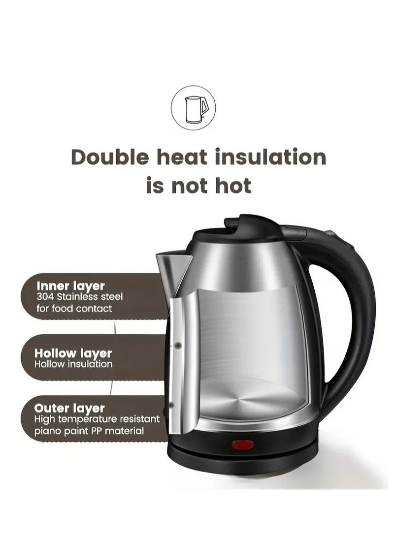 ON MART Electric Tea Kettle, Household Stainless Steel Coffee Kettle, Food-grade Stainless Steel Hot Water Kettle, Suitable For Families, Dormitories, Home, Office, Hotels And Rooms (1500 Watts 2.0 L) - Image 5