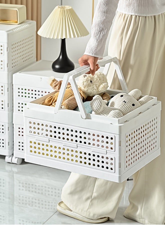 RollsTimi  Foldable 3 Tier Storage Basket with Wheels & Handles – Portable Storage Boxes, Multi Functional Storage Bin for Bedroom, Dorm, Bathroom,Toy Storage - Image 3