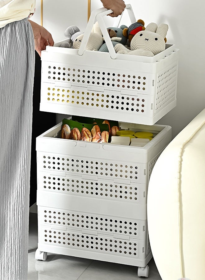 RollsTimi  Foldable 3 Tier Storage Basket with Wheels & Handles – Portable Storage Boxes, Multi Functional Storage Bin for Bedroom, Dorm, Bathroom,Toy Storage - Image 4