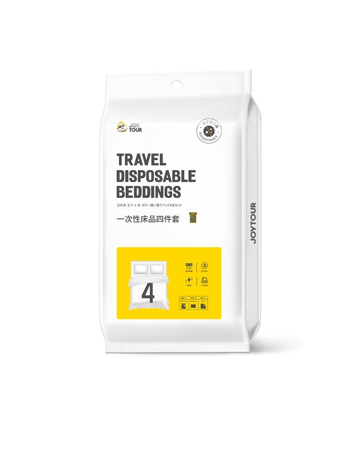4 Pack Disposable Bed Sheets for Travel, Portable Disposable Bedding Set with Bed Sheet*1/Quilt Cover*1/Pillowcases*2 Disposable Bed Sheets King Size for Travel Business Trip Camping Hotel. - Image 1