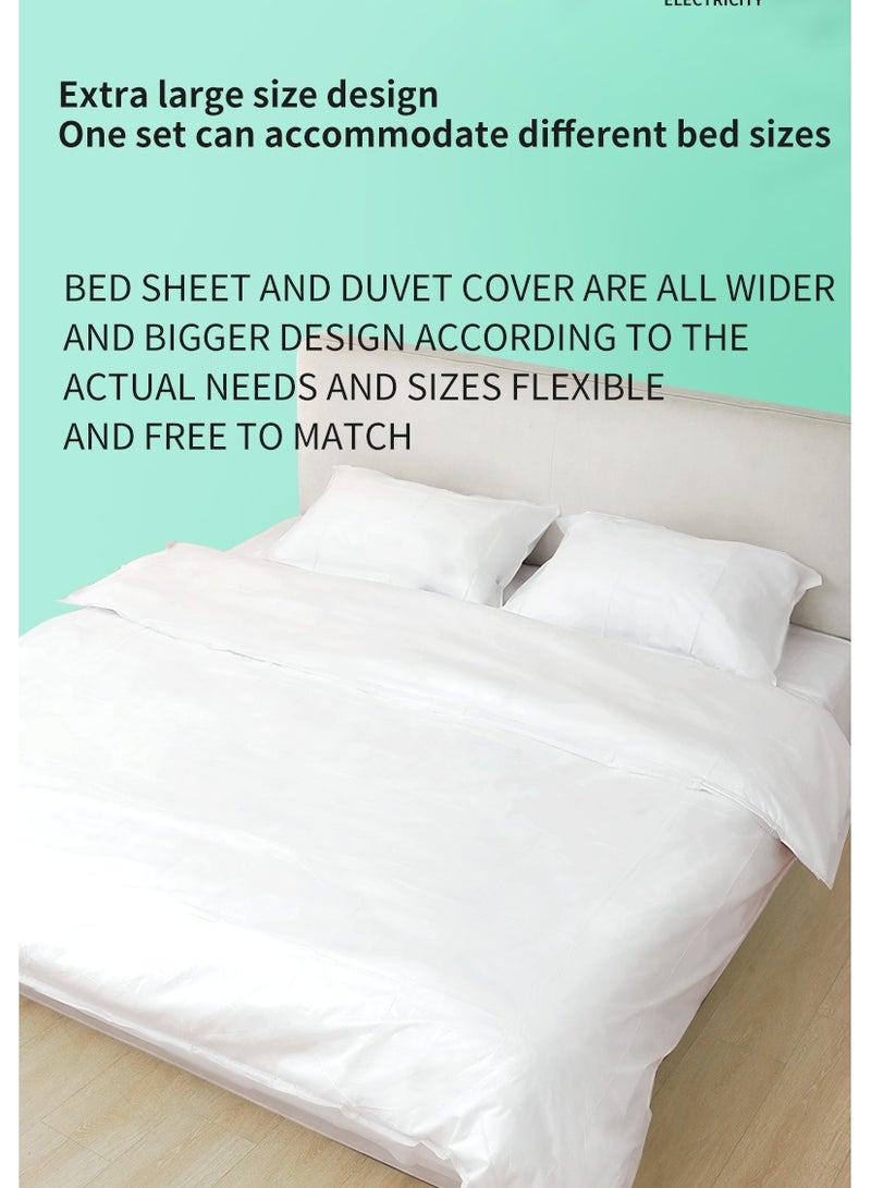 4 Pack Disposable Bed Sheets for Travel, Portable Disposable Bedding Set with Bed Sheet*1/Quilt Cover*1/Pillowcases*2 Disposable Bed Sheets King Size for Travel Business Trip Camping Hotel. - Image 5