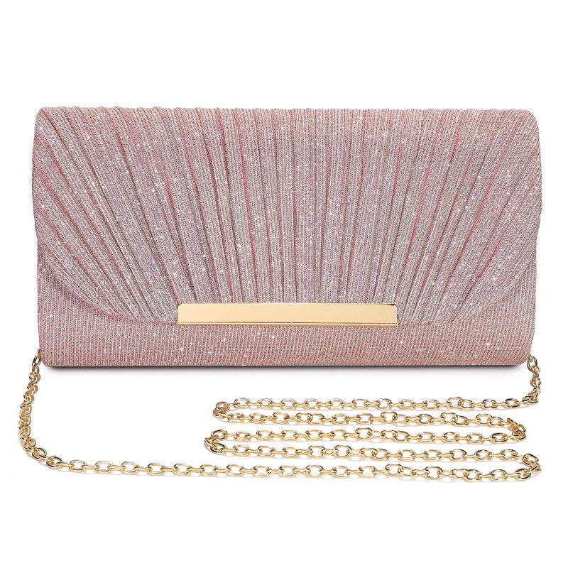 UBAYMAX Evening Bag Clutch Purses for Women Handbags Shoulder Crossbody Wedding Bag for Prom Cocktail Party Wedding (Rose Gold) - Image 1