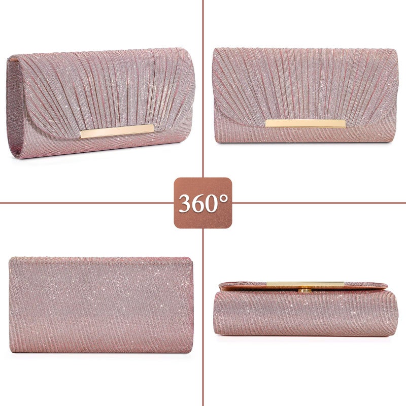 UBAYMAX Evening Bag Clutch Purses for Women Handbags Shoulder Crossbody Wedding Bag for Prom Cocktail Party Wedding (Rose Gold) - Image 4