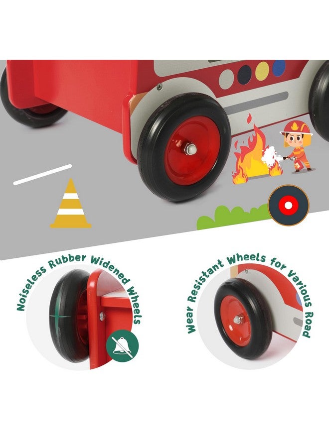 labebe Wooden Baby Walker, Baby Push Walker, Learning Walker Push Toy For Toddlers 1-3 Year Old Boys And Girls, Fire Truck Walker With Wheels - Image 2
