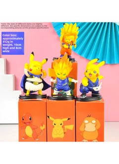 Baokemeng Hand-made Blind Box Pikachu Crayon Small Melody Kulomi Ruby Strawberry Bear Toy Ornaments-Color:Dragon Ball Pikachu 4-piece Set-color Box (full Set Price)
