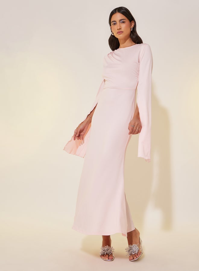 Take Two Solid Cape Sleeves Bodycon Midi Dress - Image 1