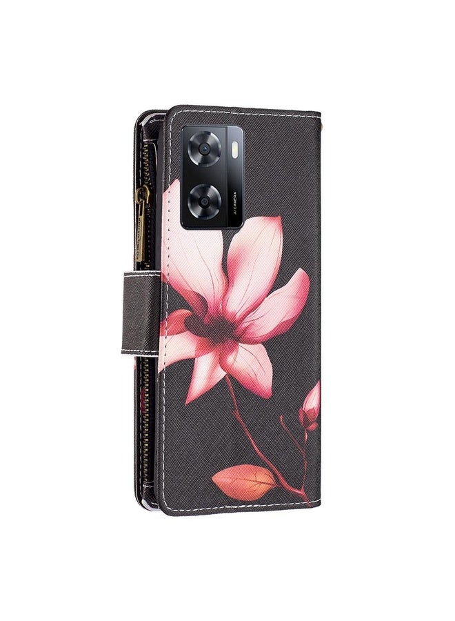 HuHa Case Cover For OPPO A57 4G Colored Drawing Pattern Zipper Leather Phone Case(Lotus)  - Image 3