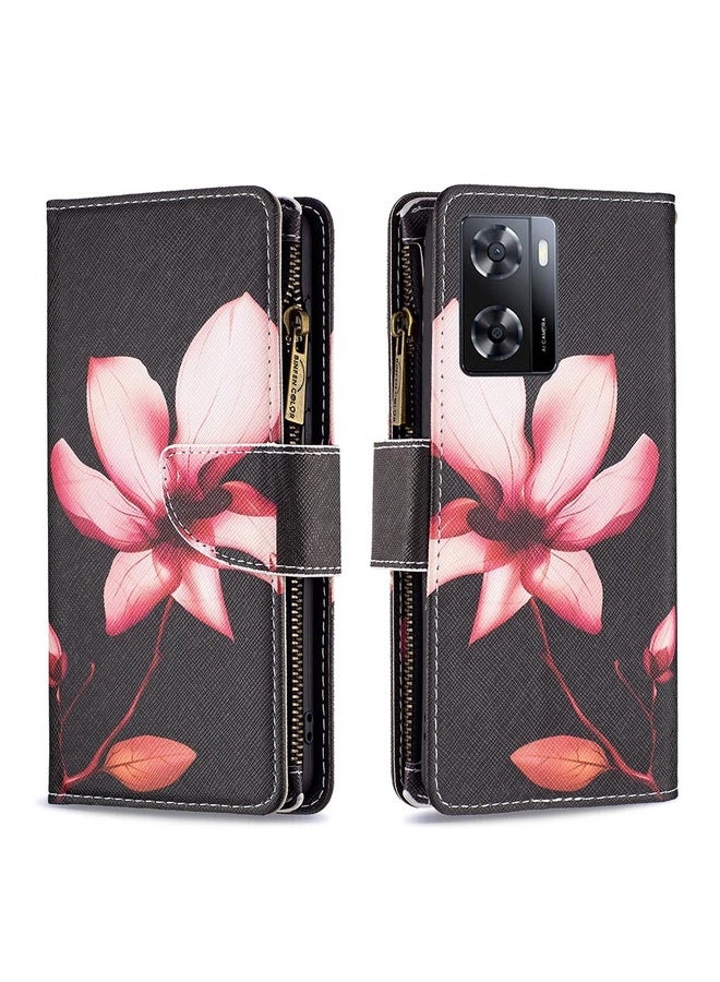 HuHa Case Cover For OPPO A57 4G Colored Drawing Pattern Zipper Leather Phone Case(Lotus)  - Image 1