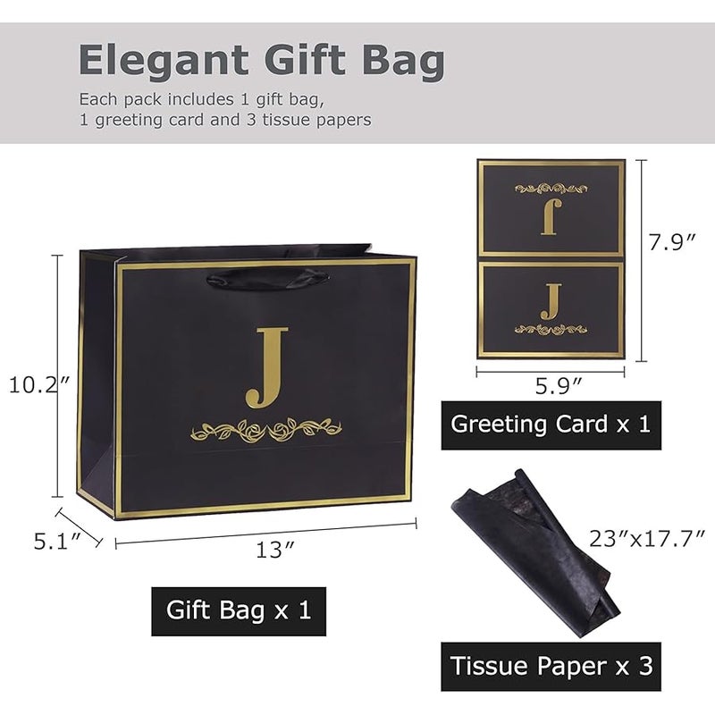 momoake Gift Wrap Bag with Card and Tissue Paper (Letter J) - Image 2