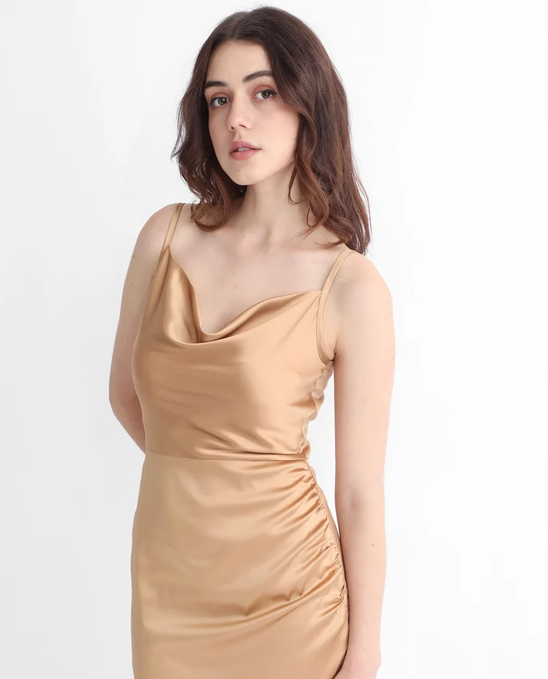 Rareism Women's Cowl Neck Bodycon Dress