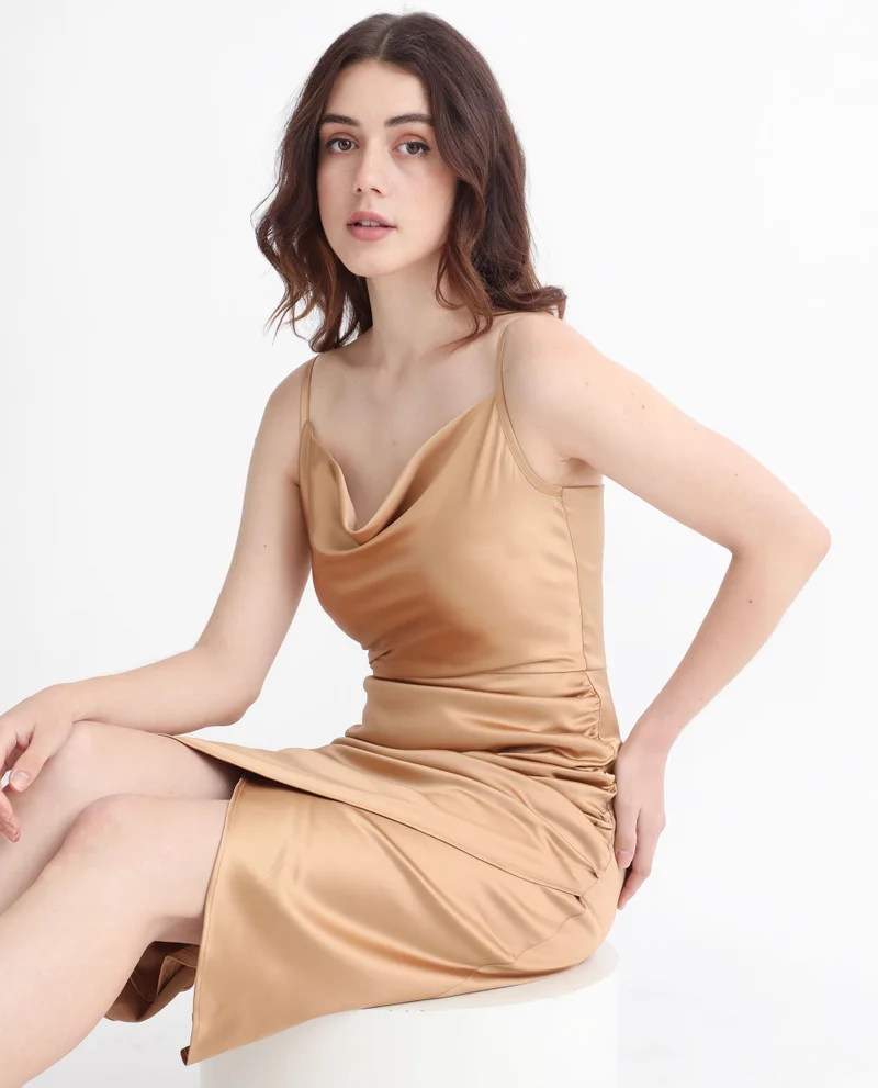 Rareism Women's Cowl Neck Bodycon Dress