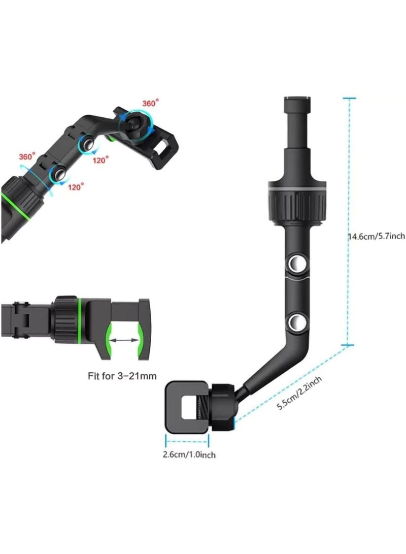 DubaiGallery Universal Car Rearview Mirror Phone Holder 360 Degree Rotation Adjustable Arm Strong Clamp Mobile Mount Anti-Vibration Stable Design for GPS Navigation Calls Dashboard Windshield Use - Image 4