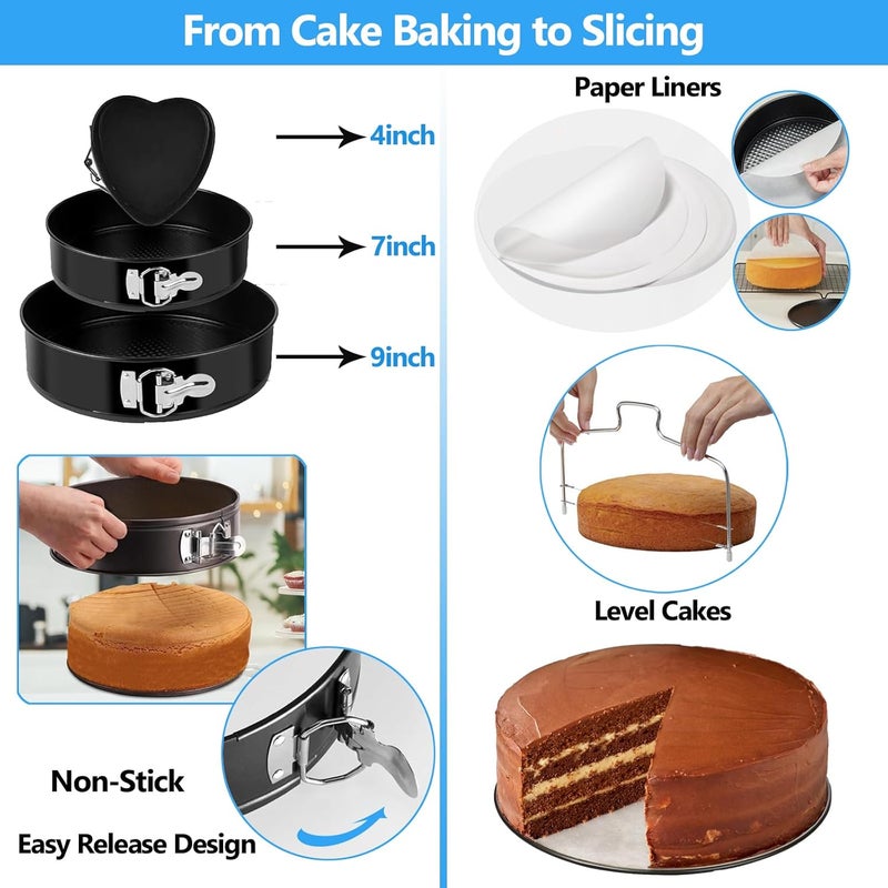Makmeng 722pcs Cake Decorating Kit - Baking Supplies with Springform Pans, Cake Rotating Turntable, Icing Piping Bags and frosting Tips Set - Cake Decorating Tools for Beginners - Image 2