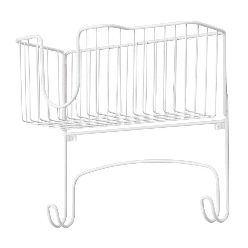 INDIAN DECOR 28938 Holds Iron Spray Bottles Starch Fabric Refresher Metal Wall Mount Ironing Board Holder with Large Storage Basket for Laundry Rooms White - Image 5