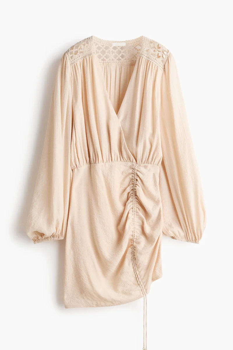 H&M Drawstring-detail balloon-sleeved dress