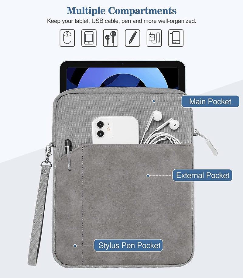 ProElite Polyester Tablet Sleeve Case Cover 6" to 8" for Amazon Kindle 6", Paperwhite 6.8", Kindle Fire, Apple iPad mini 6/5/4/3/2/1, Lenovo M9/M8, Samsung Galaxy A9/A7 Lite Tablet, Dark Grey - Image 4