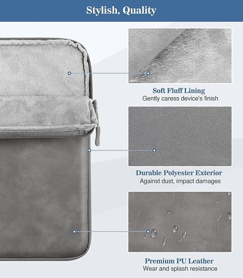 ProElite Polyester Tablet Sleeve Case Cover 6" to 8" for Amazon Kindle 6", Paperwhite 6.8", Kindle Fire, Apple iPad mini 6/5/4/3/2/1, Lenovo M9/M8, Samsung Galaxy A9/A7 Lite Tablet, Dark Grey - Image 3