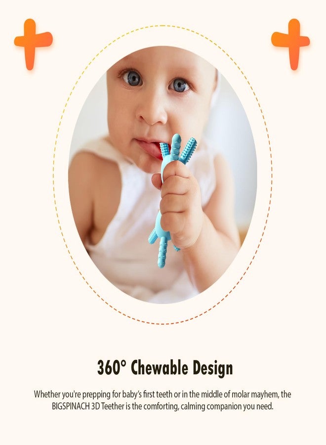 BIGSPINACH 3D Baby Teether, BPA-Free Multi-Texture Silicone Teething Stick Toy,360-Degree Textured Design, Easy-Grip Design for Infants and Toddlers (Grey, 3D) - Image 2