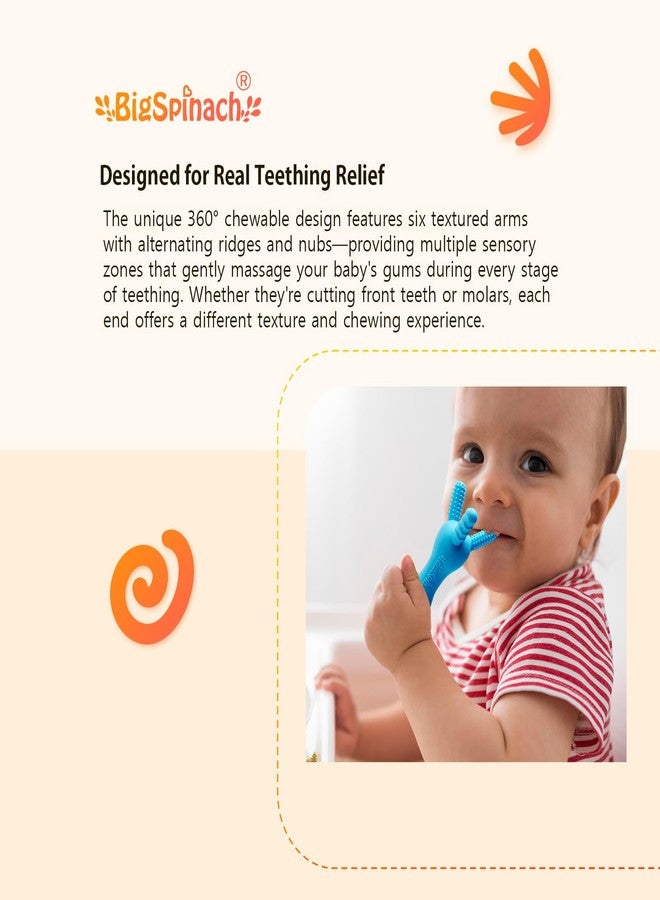 BIGSPINACH 3D Baby Teether, BPA-Free Multi-Texture Silicone Teething Stick Toy,360-Degree Textured Design, Easy-Grip Design for Infants and Toddlers (Grey, 3D) - Image 5