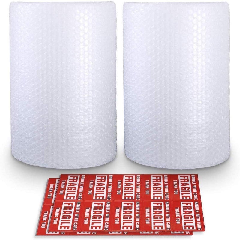 Offitecture Nylon Bubble Cushioning Wrap Roll, 3/16” Air Bubble, 12 Inch x 36 Feet, Perforated Every 12”, (12"x36'x2 rolls) - Image 1
