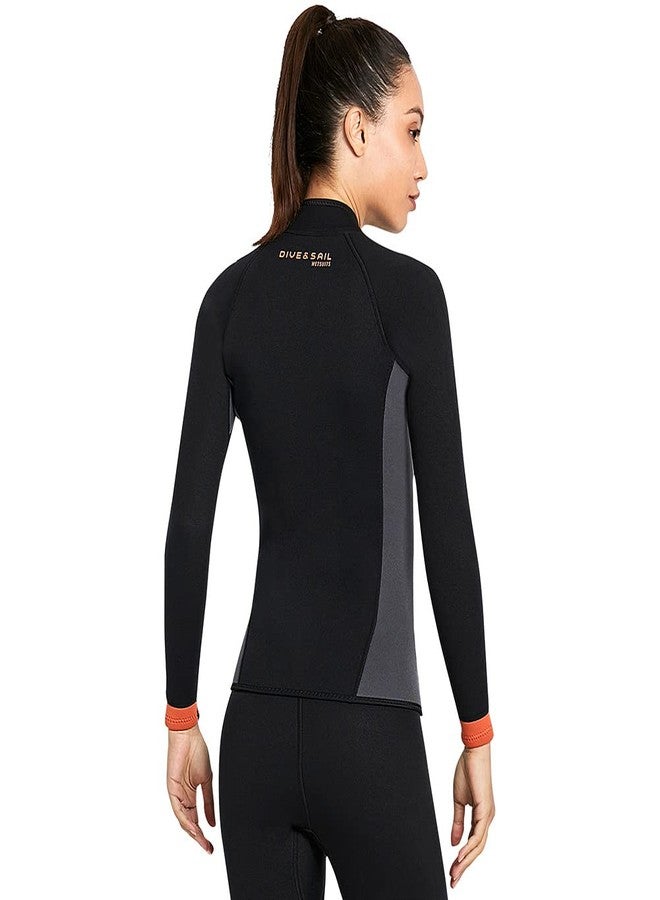 Skyone جاكيت غوص سكاي وان للنساء والرجال، مصنوع من النيوبرين بسمك 3 مم، بأكمام طويلة، قميص غوص سكوبا، 2 مم و1.5 مم، قمصان وسترات غوص دافئة بسحاب أمامي، مناسبة للرياضات المائية الباردة (مقاس L، أسود 3 مم للنساء). - Image 5
