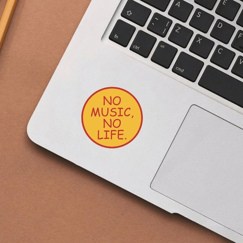 3 Pcs Star Color No Music No Life Round Self Adhesive Vinyl Decal With Durable Matte Finish For Cars Windows Laptops Trucks Vans Water Bottles - Image 5