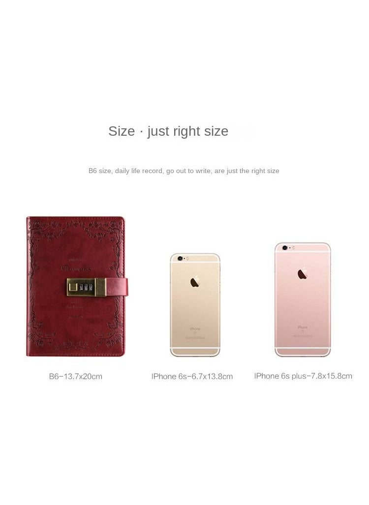 Generic - PU Leather Cover European Vintage Style Lock Journal Dark Red - Image 1