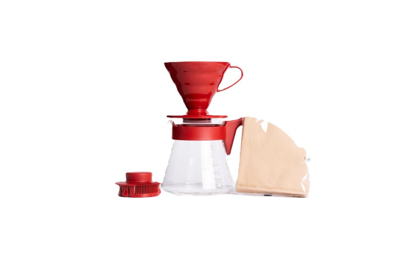 Hario V60 Pour Over Coffee Starter Set, Size 02, Red - Image 1