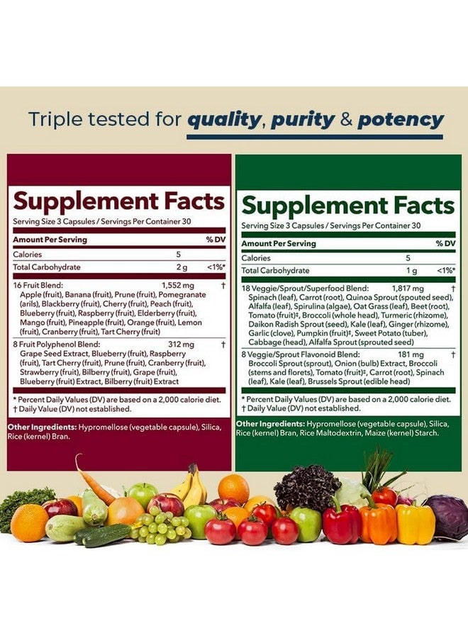 LifeSeasons مكملات فواكه وخضروات لايف سيزونز - 40 نوع من الأطعمة الخارقة من الفواكه والخضروات - دعم غذائي للمناعة والعافية - فيتامينات ومعادن ومضادات أكسدة - قوة 3X - 90 حبة (عبوة من 2)  - Image 5
