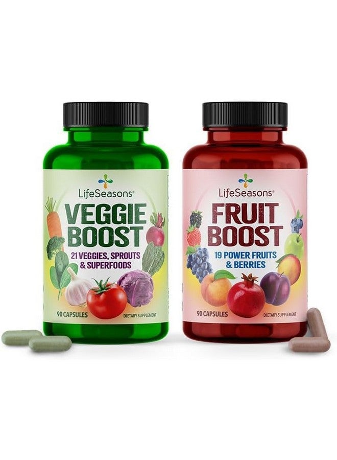 LifeSeasons مكملات فواكه وخضروات لايف سيزونز - 40 نوع من الأطعمة الخارقة من الفواكه والخضروات - دعم غذائي للمناعة والعافية - فيتامينات ومعادن ومضادات أكسدة - قوة 3X - 90 حبة (عبوة من 2)  - Image 1