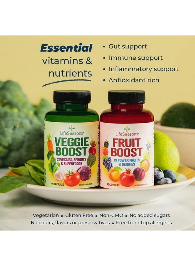 LifeSeasons مكملات فواكه وخضروات لايف سيزونز - 40 نوع من الأطعمة الخارقة من الفواكه والخضروات - دعم غذائي للمناعة والعافية - فيتامينات ومعادن ومضادات أكسدة - قوة 3X - 90 حبة (عبوة من 2)  - Image 2