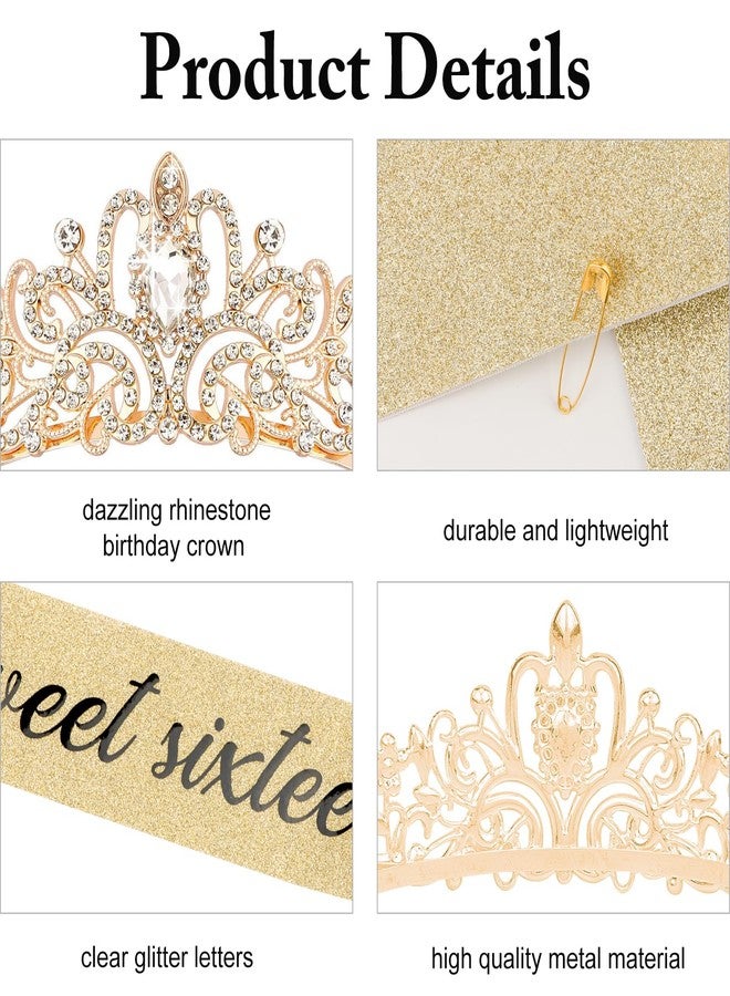 KICOSY Sweet 16 Birthday Crown and Sash for Girls, Sweet 16th Sashes and Birthday Tiara Set, Sweet 16th Party Decorations Birthday Accessories for Women, Sweet 16 Gifts for Girls - Image 5