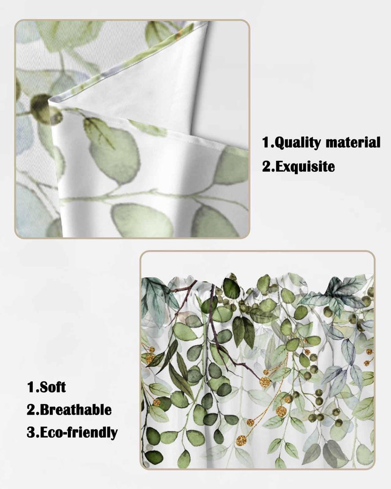 AYTTBIS Sage Green Eucalyptus Swag Curtain Valance for Windows,Watercolor Leaves Window Treatments Short Swag Topper for Kitchen Windows Bathroom Bedroom,28 x 36 Inch - Image 5
