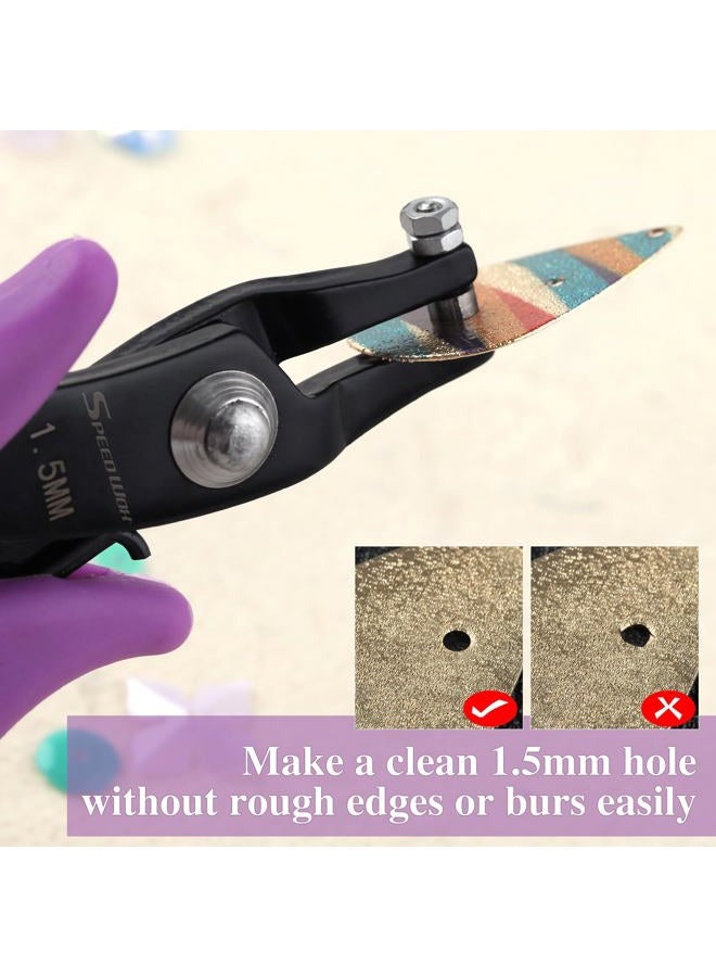SPEEDWOX Metal Hole Punch Pliers 1.5mm Round for Sheet Metal, Short Jaw Single Puncher, Jewelry Making Tool, Earring Craft Beading Hobby Precision Pliers - Image 4