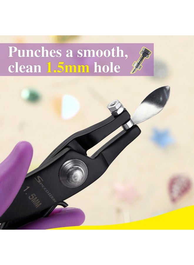 SPEEDWOX Metal Hole Punch Pliers 1.5mm Round for Sheet Metal, Short Jaw Single Puncher, Jewelry Making Tool, Earring Craft Beading Hobby Precision Pliers - Image 2
