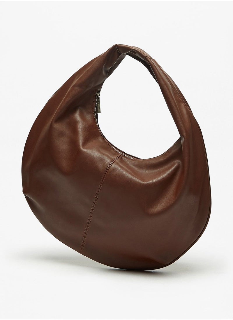 Flora Bella - Solid Hobo Bag with Handle and Zip Closure - Image 1