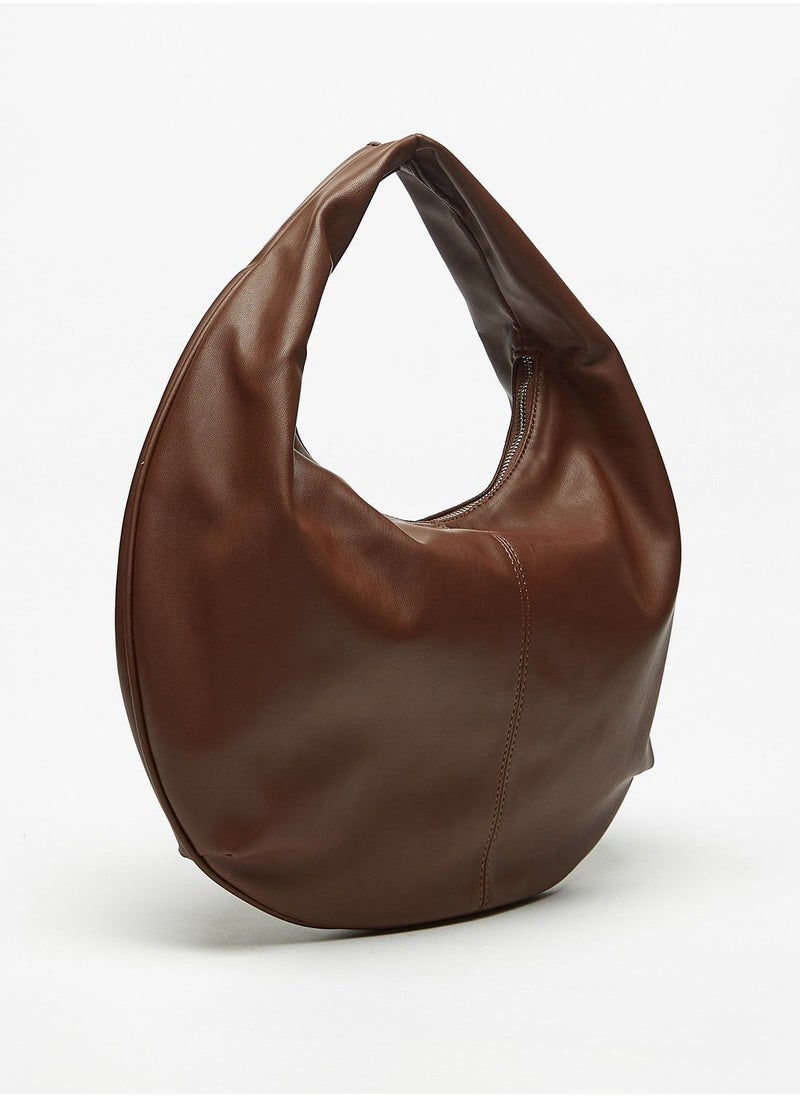 Flora Bella - Solid Hobo Bag with Handle and Zip Closure - Image 1