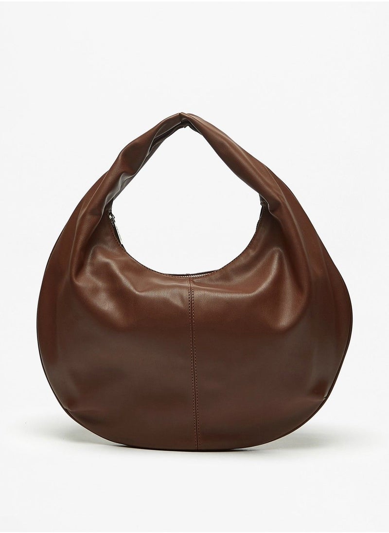 Flora Bella - Solid Hobo Bag with Handle and Zip Closure - Image 1