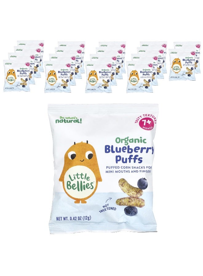 Little Bellies, Organic Blueberry Puffs, 7+ Months, 18 Bags, 0.42 oz (12 g) Each - Image 1