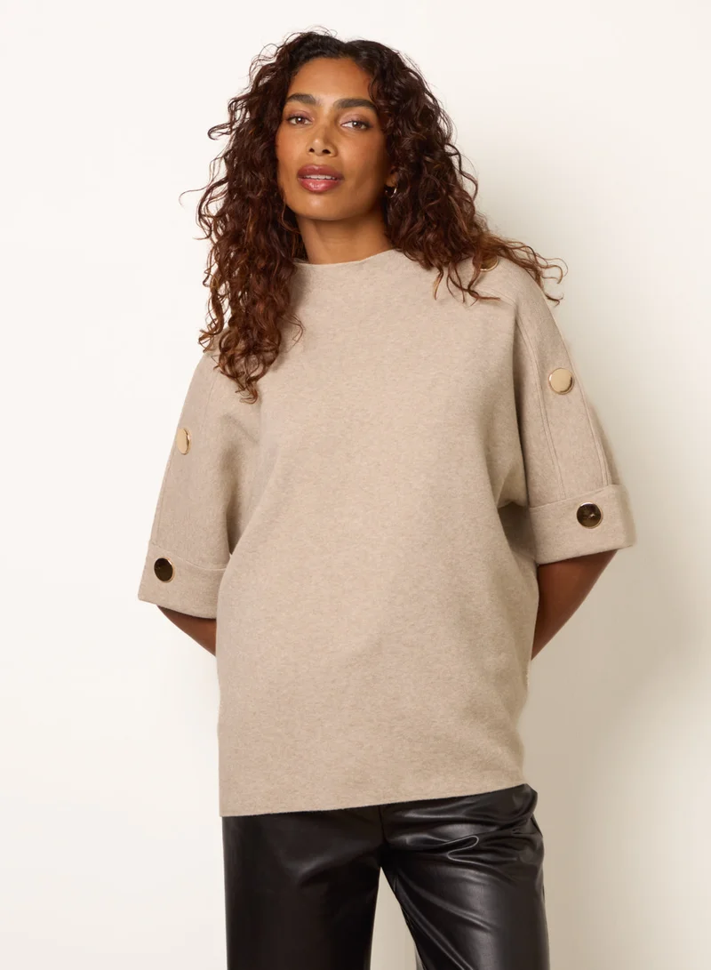 بلو فانيلا Short Sleeve Button Detail Jumper