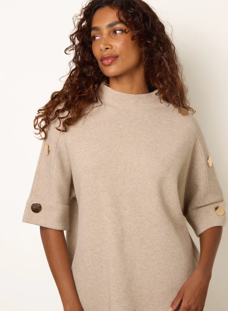 بلو فانيلا Short Sleeve Button Detail Jumper