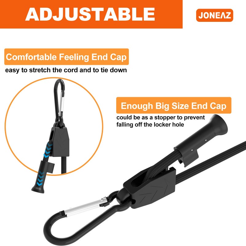Joneaz 8 Pcs 48" Adjustable Bungee Cords with Hooks, Heavy Duty UV Resistant Shock Straps with Carabiner Clips - Image 3