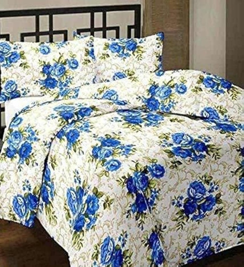 Blizz Mont Double Bed Ac Blanket Dohar/Quilt, Fabric -, Color Fastness Guarantee-Multi-(Blue Flower) C1 - Image 3