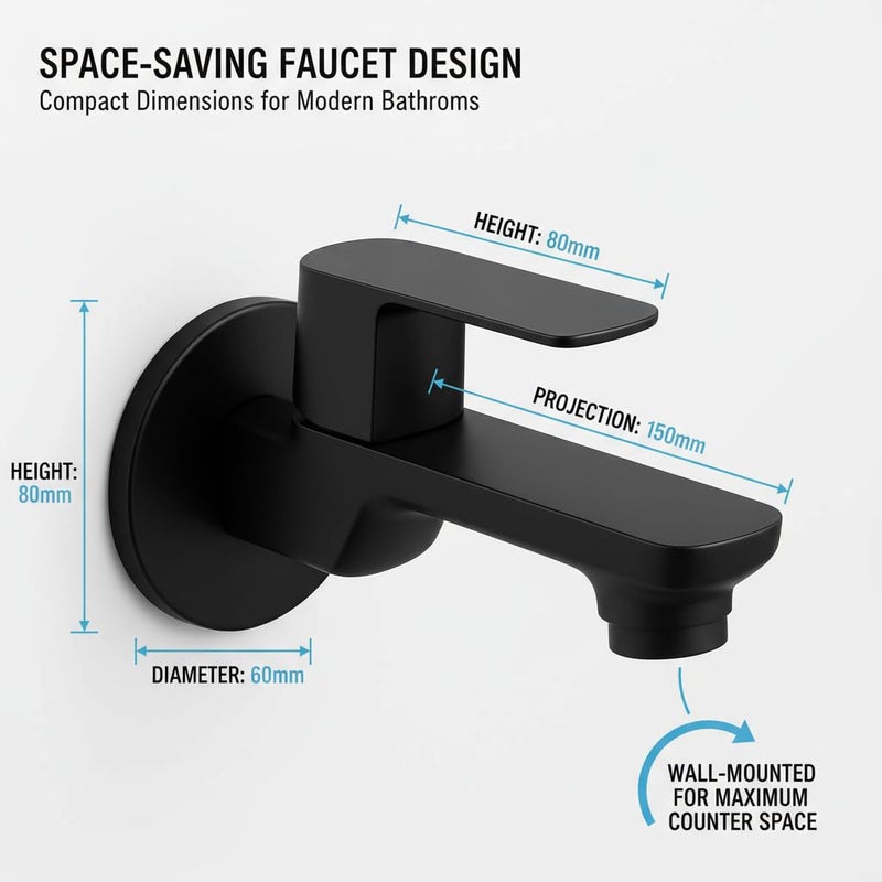 Taptree Matte Black Wall Mounted Bathroom Faucet – Single Handle Basin Tap, Modern Minimalist Design, Brass Construction, Easy Install, Space Saving Wall Mount Sink Faucet for Bathroom Kitchen - Image 3