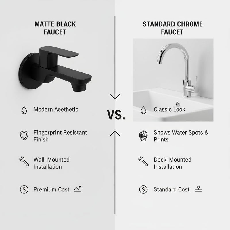 Taptree Matte Black Wall Mounted Bathroom Faucet – Single Handle Basin Tap, Modern Minimalist Design, Brass Construction, Easy Install, Space Saving Wall Mount Sink Faucet for Bathroom Kitchen - Image 4