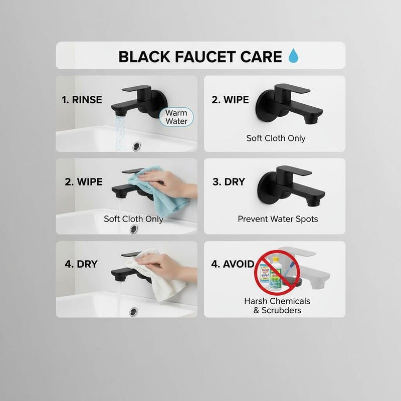 Taptree Matte Black Wall Mounted Bathroom Faucet – Single Handle Basin Tap, Modern Minimalist Design, Brass Construction, Easy Install, Space Saving Wall Mount Sink Faucet for Bathroom Kitchen - Image 5