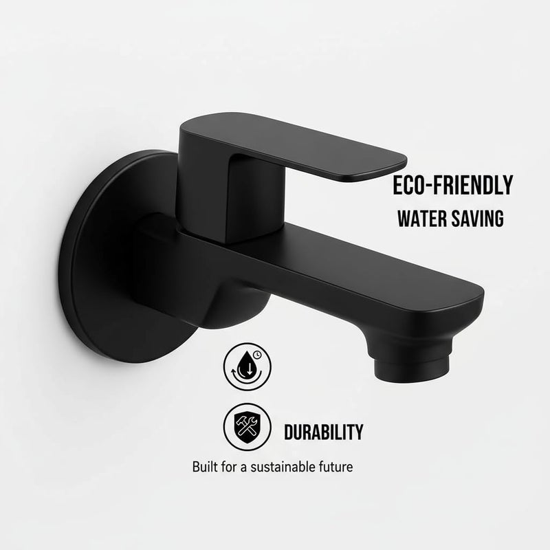 Taptree Matte Black Wall Mounted Bathroom Faucet – Single Handle Basin Tap, Modern Minimalist Design, Brass Construction, Easy Install, Space Saving Wall Mount Sink Faucet for Bathroom Kitchen - Image 2